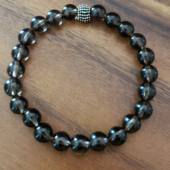 Hand Crafted Jewelry - Smoky Quartz & Silver Accent Beads Bracelet